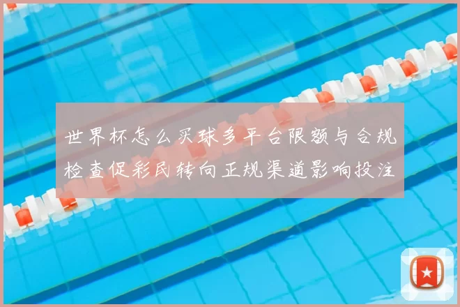 世界杯怎么买球多平台限额与合规检查促彩民转向正规渠道影响投注方式